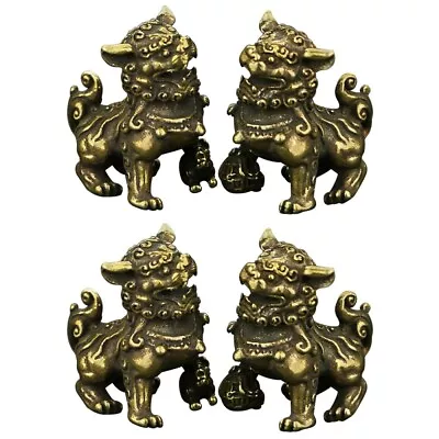 Buy 2 Pairs Chinese Dogs Ornaments Perfect Decoration Pure Copper Lion Dining Table • 16.85£