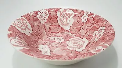 Buy Vintage. Burleigh Victorian Pink Floral Chintz Salad Bowl 21.5cm VGC • 37£