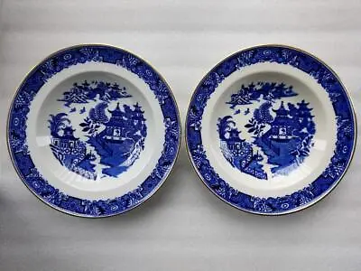 Buy 2 X Royal Worcester Crown Ware Blue & White Ware Soup Bowls  C 1924 • 10.98£