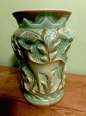 Buy Burleigh Ware Deer In Forest Art Deco Vase Pattern 204. Immaculate Condition. • 40£