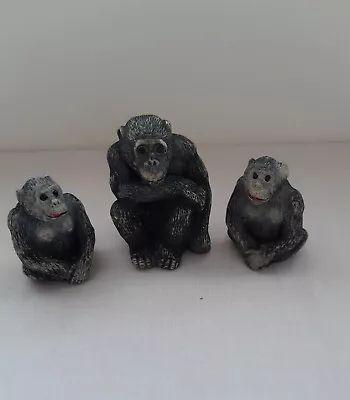 Buy Monkeys 3 Three Ceramic Pottery Ornamental Monkeys Unbranded Glass Eyes  • 4.99£