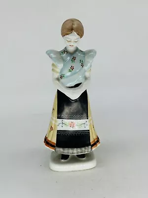 Buy Hungarian Porcelain Figurine Folk Costume Girl In Skirt Holohaza Vintage • 42£