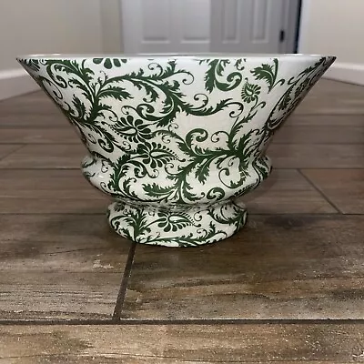 Buy Green And Cream Bowl 9 1/2” Pottery • 18.90£