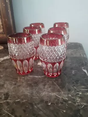Buy 6 Westmoreland Waterford RUBY CUT TO CLEAR DIAMOND Lowball Tumblers HEAVY • 46.36£