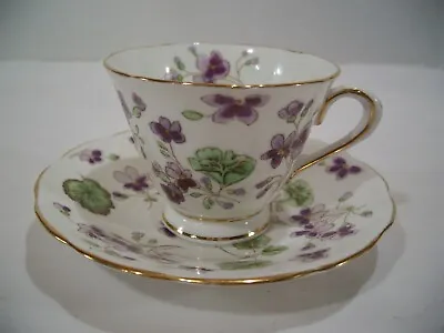 Buy Tuscan China Made In England Genuine Bone China Tea Cup And Saucer Violets • 13.04£
