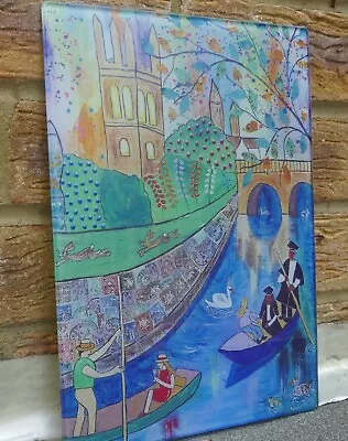 Buy Glass Chopping Board, Oxford Punting Magdalene  Bridge  20cm X 28cm • 16.99£