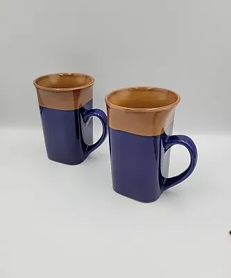 Buy Royal Norfolk Mugs Set Of 2 Stoneware Tall Latte Coffee Blue/Brown Large 12 Oz. • 25.57£
