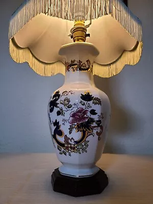 Buy Masons Ironstone Blue Mandalay Vintage Octagonal Table Lamp With Wooden Base Vgc • 59.99£