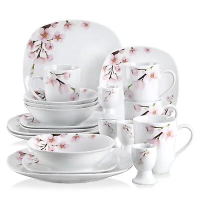 Buy VEWEET ANNIE Dinner Set 20Pc Porcelain White Tableware Plates Bowl Service For 4 • 45.99£