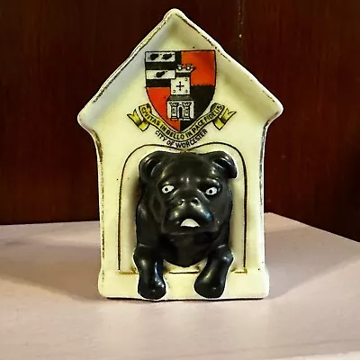 Buy Shelley Crested China The Black Watch Black Bulldog In Kennel Worcester #316 • 30£