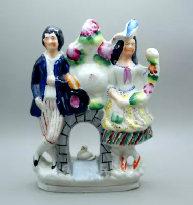 Buy STAFFORDSHIRE Pottery C1860 Flatback Figurine  Couple With Swan  • 3.99£