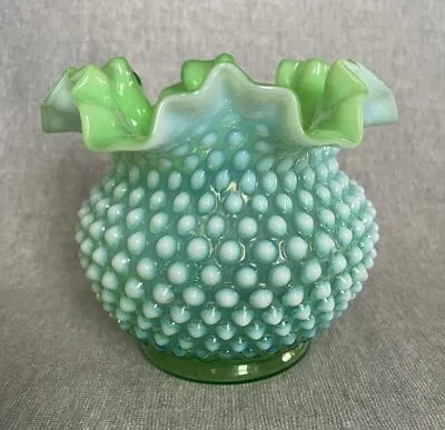 Buy Fenton Lime Green Opalescent Hobnail Rose Bowl Vase 6 Inch Rare & Pristine! • 181.58£