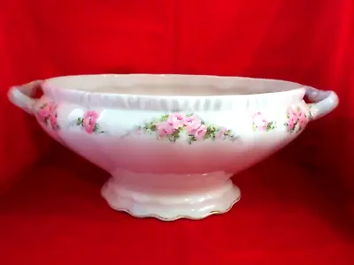 Buy Large ANTIQUE Serving Bowl Tureen JOHN MADDOCK & Son PINK ROSE Victorian VINTAGE • 28£