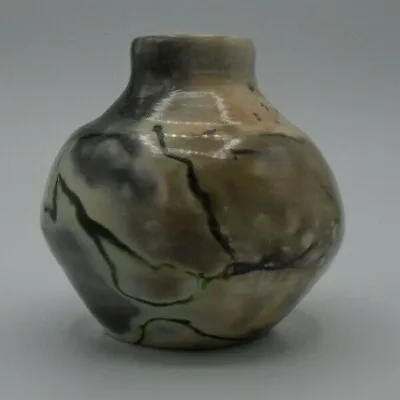 Buy Handcrafted Signed Raku Vase Canada Pit Fired 4 1/2 Inches Tall • 23.71£