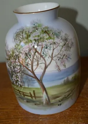 Buy  Hand Painted Nippon Noritake China Vase Lake Flowering Tree By S. Kimura • 47.41£