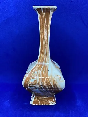 Buy Orange Marble Swirl Glazed Bud Vase- Venetian Style Art Pottery Clay Vase • 18.26£