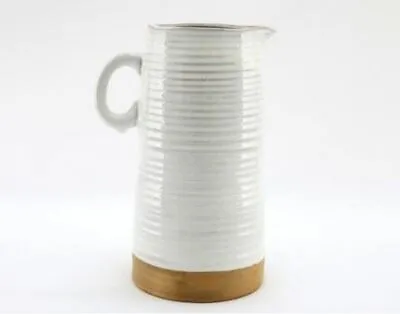 Buy Vintage Style Two Toned Stoneware Ribbed Ceramic Glazed Tall Jug New Medium 20cm • 19.95£