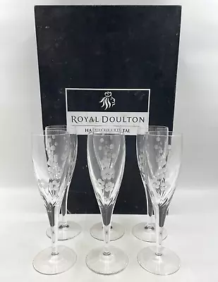 Buy Royal Doulton Chelsea Champagne Flute X 6 Set Cut Lead Crystal Boxed T2510 C3691 • 49.99£