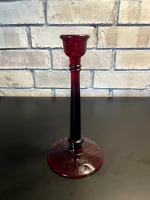Buy Deep Ruby Red Glass Candlestick 9  Tall Skinny Beautiful  • 31.50£