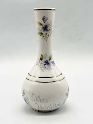 Buy Vintage Fenton China Silver Wedding Anniversary Post Single Stem Vase • 18.98£