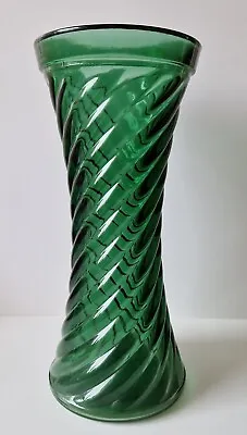 Buy Vintage Barnett Glass Vase – 10” Green Twisted Glass • 4.99£