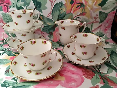 Buy Early 20th Century Roslyn English Fine Bone China 4 Cups Saucers And Milk Jug • 19£