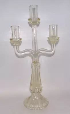 Buy 3 Branch Candelabra Candlestick Large Antique C1900 Pressed Glass  16  Tall • 35£