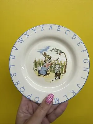 Buy Vintage Lord Nelson Ware Elijah Cotton - Baby's Plate Alphabet - Rabbit & Donkey • 27.99£