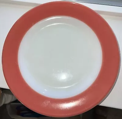 Buy Vintage PYREX MILK GLASS PLATES 8” WITH Pink Flamingo Band • 5.75£