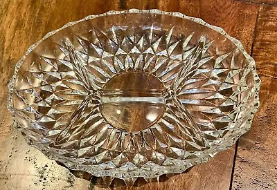 Buy Vintage Clear Cut Glass Oval Four Section Serving Dish And Snack Platter, 27cm • 12£