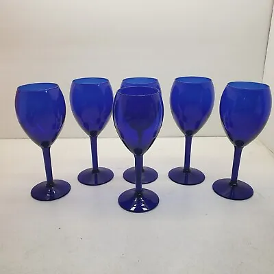 Buy Cobalt Blue Glass Wine Glass Set  Of 6 • 28.81£