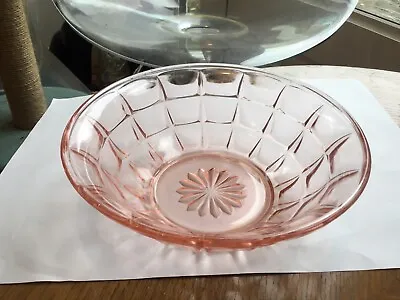 Buy Vintage Patterned Depression Pink Peach Glass Fruit Serving Bowl 9  Art Deco • 10.50£