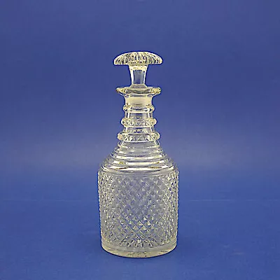 Buy Vintage Cut Glass Triple Ringed Neck Decanter With Stopper - 22.75cm/9  High • 7.99£