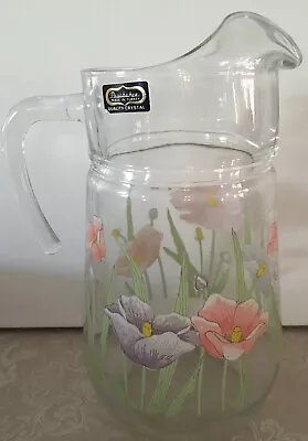 Buy Pasabache Crystal Pitcher Beautiful Painted Flowers Coral Lilac Made In Turkey • 27.81£