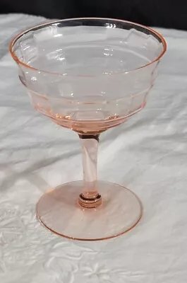 Buy Vintage Block Optic Pink Depression Glass Sherbert/Champagne 6 Oz. Glass • 9.48£