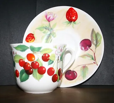 Buy Roy Kirkham Large  Breakfast Cup And Saucer 'Cherry' Mix • 14.50£