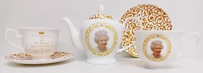 Buy In Loving Memory Queen Elizabeth II  Bone China Tea Set Teapot 2 Cups 2 Saucers • 49£