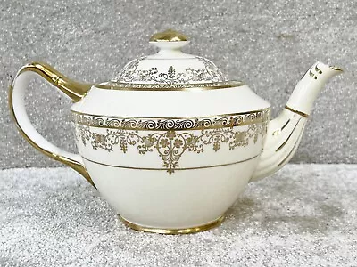 Buy Vintage Fine Bone China Teapot White And Gilt Highlights Roslyn China • 22.99£