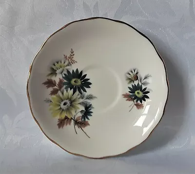 Buy Queen Anne Saucer Bone China Tea Saucer Green And Yellow Flowers Pattern 8223 • 13.95£