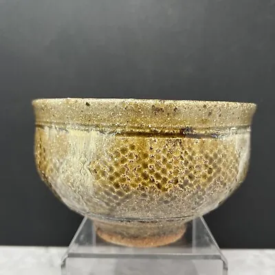 Buy Jim Malone Impressed Honeycomb Design Pottery Bowl With White Splashes #841 • 220£
