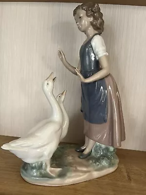 Buy Vintage Lladro Nao Figurine 'Teaching The Geese' 28cm • 18£