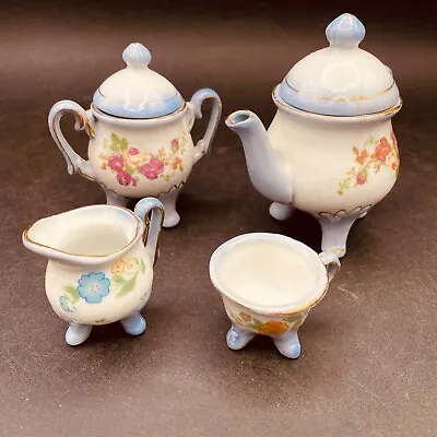 Buy Miniature China Tea Set - Tea Pot, Creamer,  Cup And Sugar Bowl Floral Pattern • 11.18£