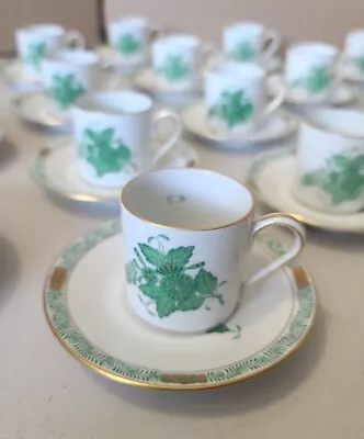 Buy (Lot Of 34) Herend Hungary Petite Green Chinese Bouquet Demitasse Cup & Saucers! • 379.44£