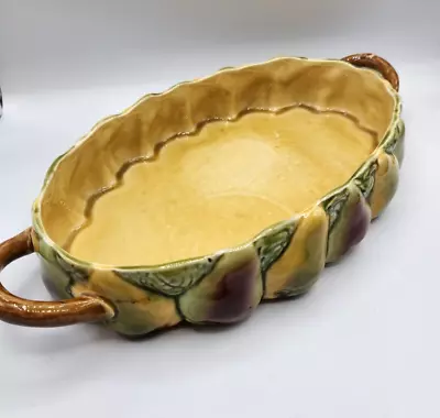 Buy Antique Sarreguemines French Majolica Pears Tray Bowl With Handles • 191.79£
