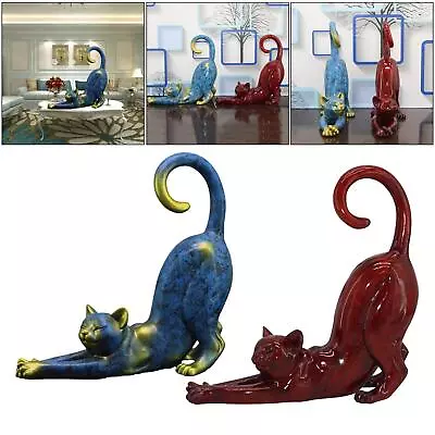 Buy Cute Lovely Cat Figurine Animal Cat Statue Figurines Sculpture Ornament • 17.54£