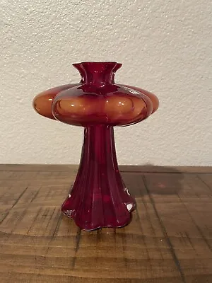 Buy Vintage Helena Tynell For Riihimaen Lasi Red Paivankukka (Sunflower) Vase 1970’s • 90.09£