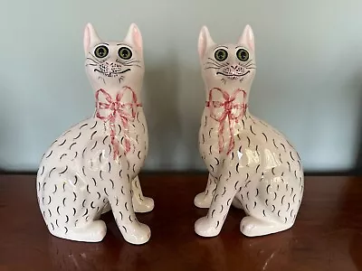 Buy Wemyss Ware Griselda Hill Pottery Pink Gilt Bow Large Pair Of Cats • 375£