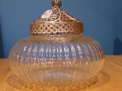 Buy Vintage Glass Pot With Metal Lid ( Unrestored) H-15cm • 4£