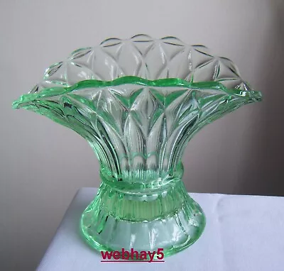 Buy Bagley Art Deco Clear Green Glass Wheatsheaf Vase • 4.99£