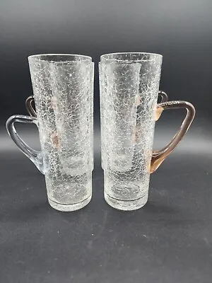 Buy Set Of 4 Crackle Drinking Glasses With Handles 7 1/2” Tall • 52.15£